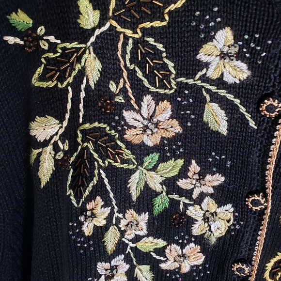 TIARA International Vintage Button Down Cardigan Sweater Embroid Flowers… - Picture 7 of 14